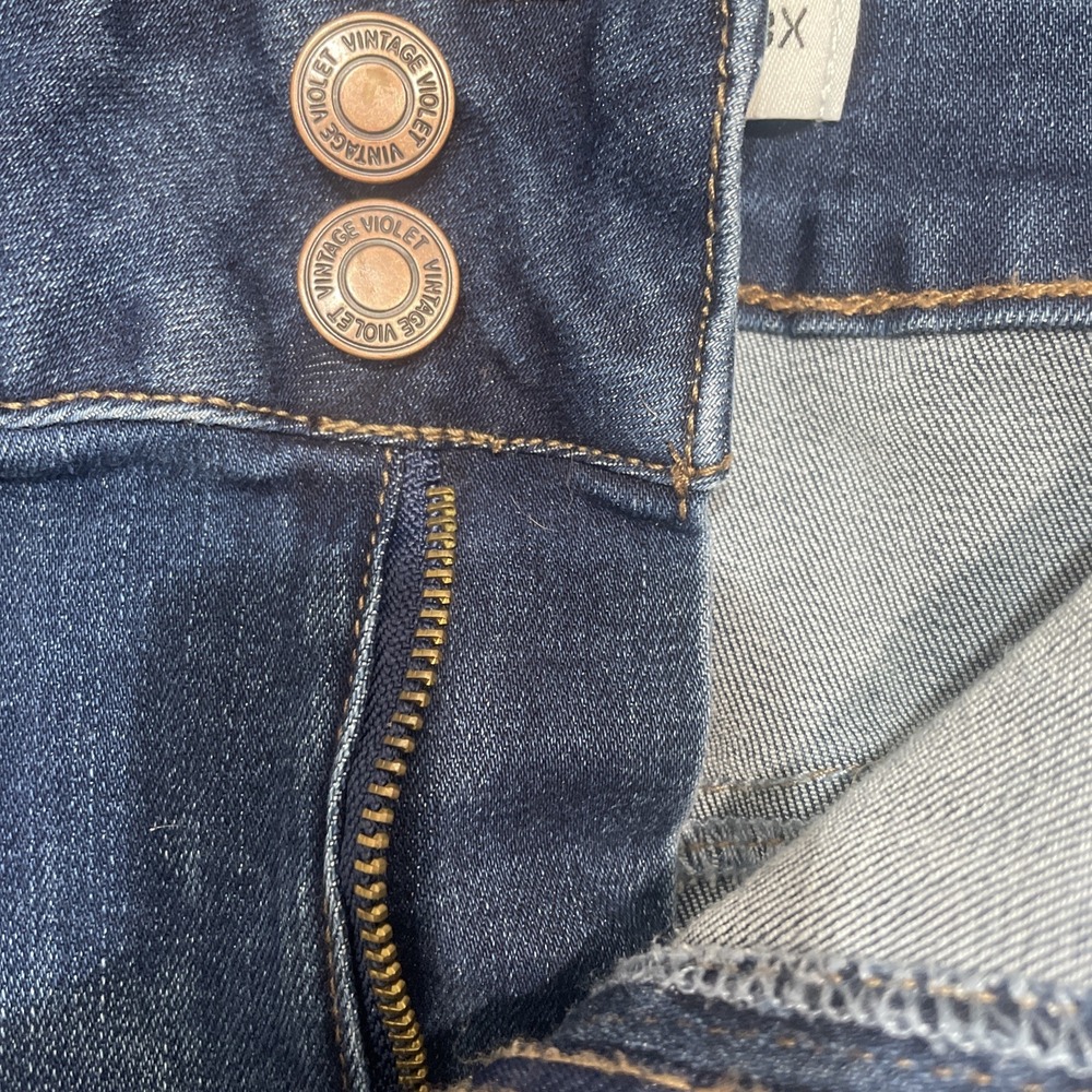 Vintage violet Distressed Blue Denim Stretch skirt Women's 3X - Picture 4 of 7